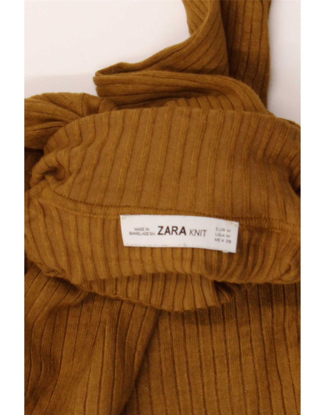 Zara Femme Crop Top Manches Longues UK 12 Beige Moyen
