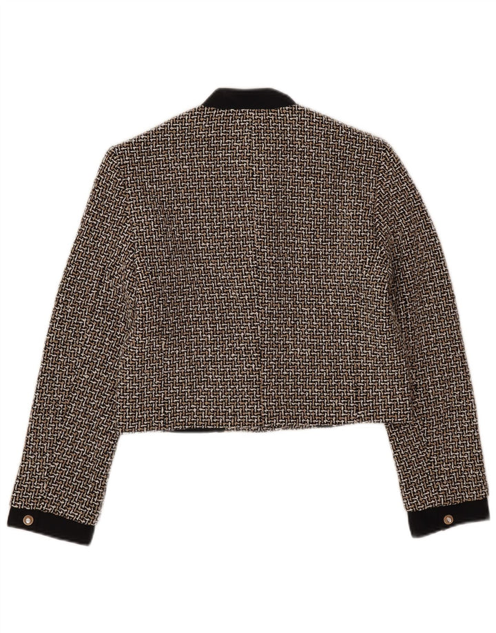 Zara Womens Crop 3 Button Blazer Jacket UK 10 Petit carreaux multicolores