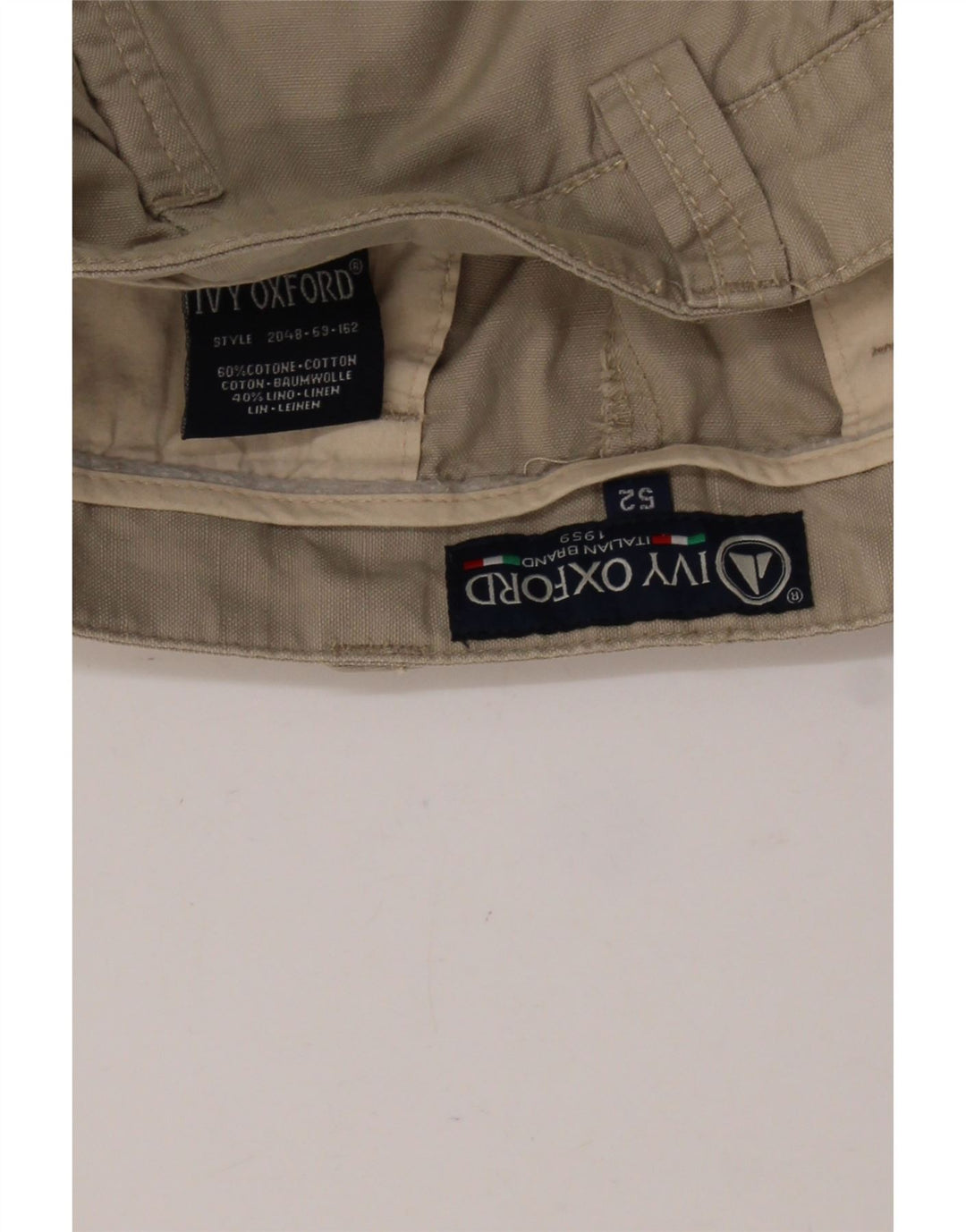 IVY OXFORD Short Cargo Homme IT 52 XL W38 Coton Beige