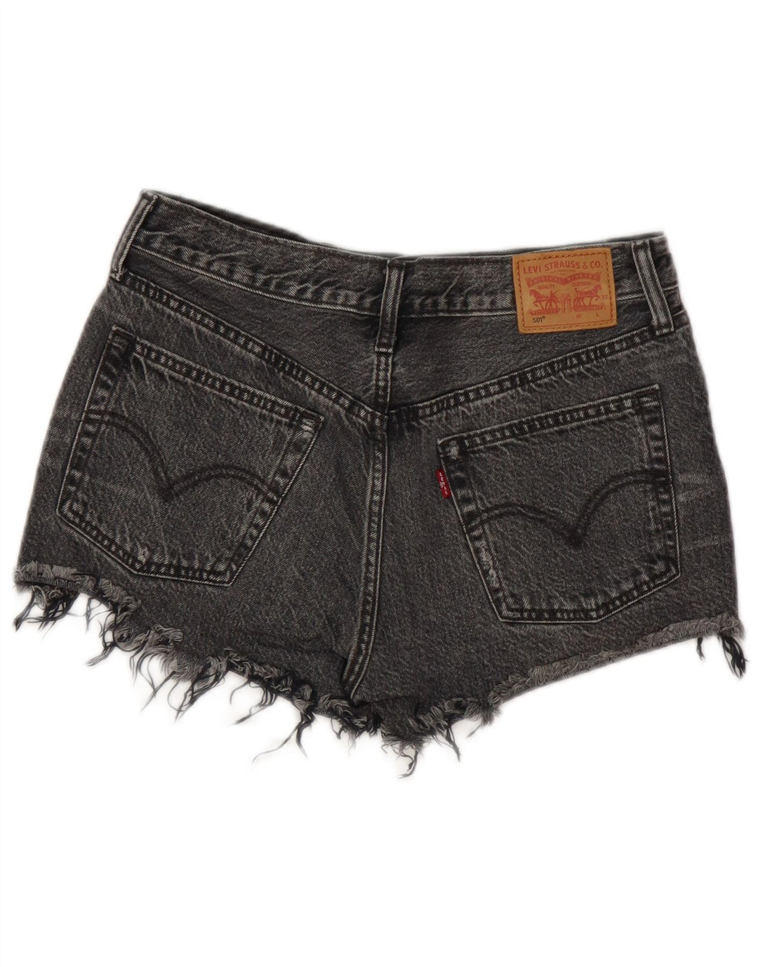 Levi's Short 501 Distressed Denim W28 Femme Gris Moyen Coton