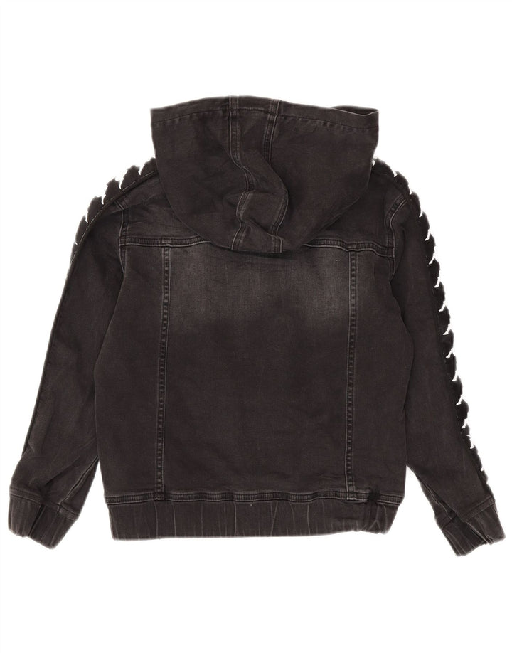 Kappa Veste en jean à capuche graphique pour garçon 7-8 ans Gris