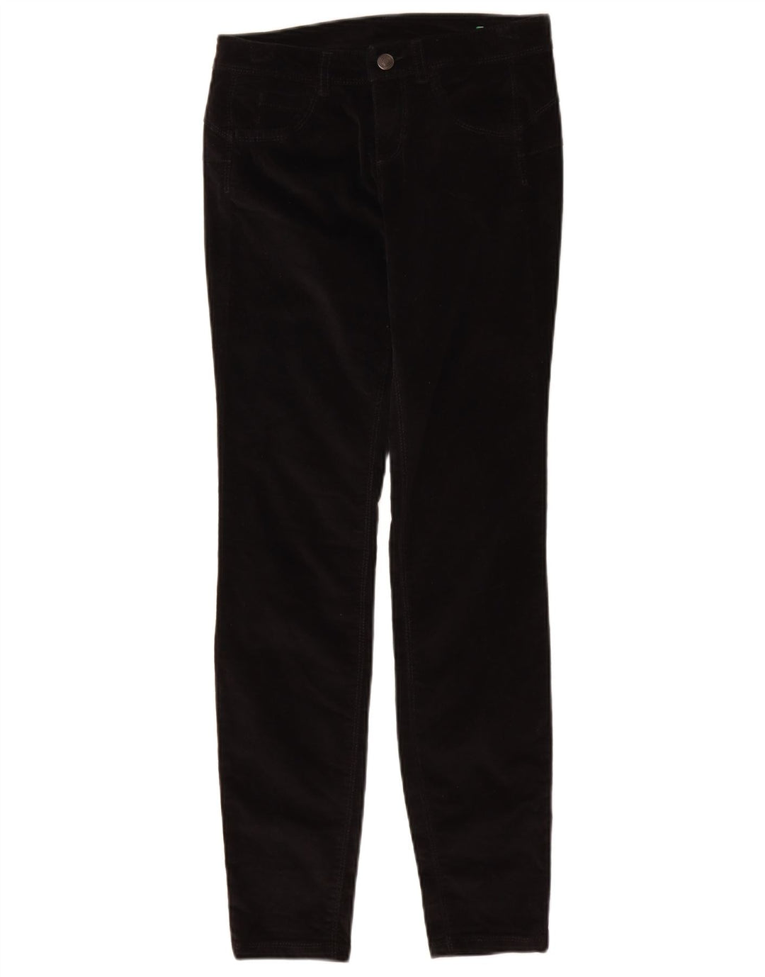 BENETTON Pantalon Slim Velours Côtelé Femme W26 L29 Noir