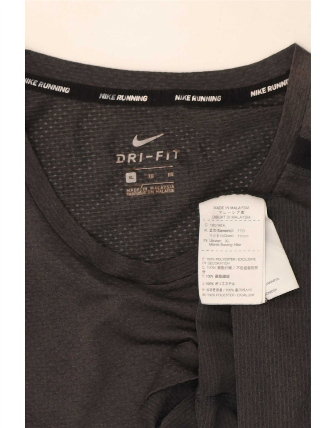 Nike Hommes Dri Fit T-Shirt Haut XL Gris Colorblock Polyester