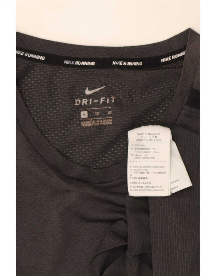 Nike Hommes Dri Fit T-Shirt Haut XL Gris Colorblock Polyester