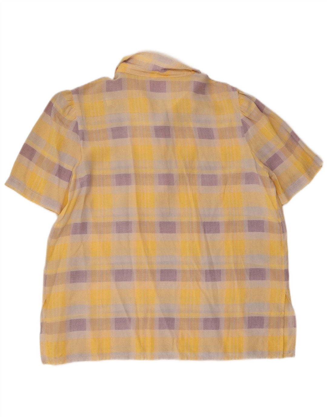 Les Copains Chemise pull à manches courtes pour femme UK 14 Grand carreaux jaunes