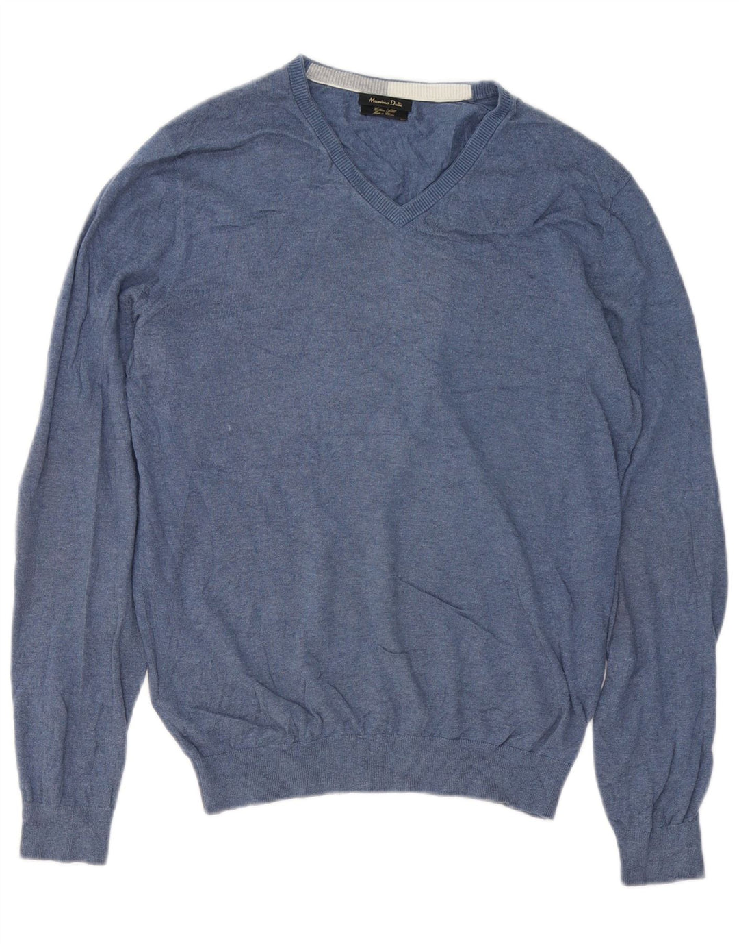 Massimo Dutti Pull col V Homme Bleu Moyen Coton