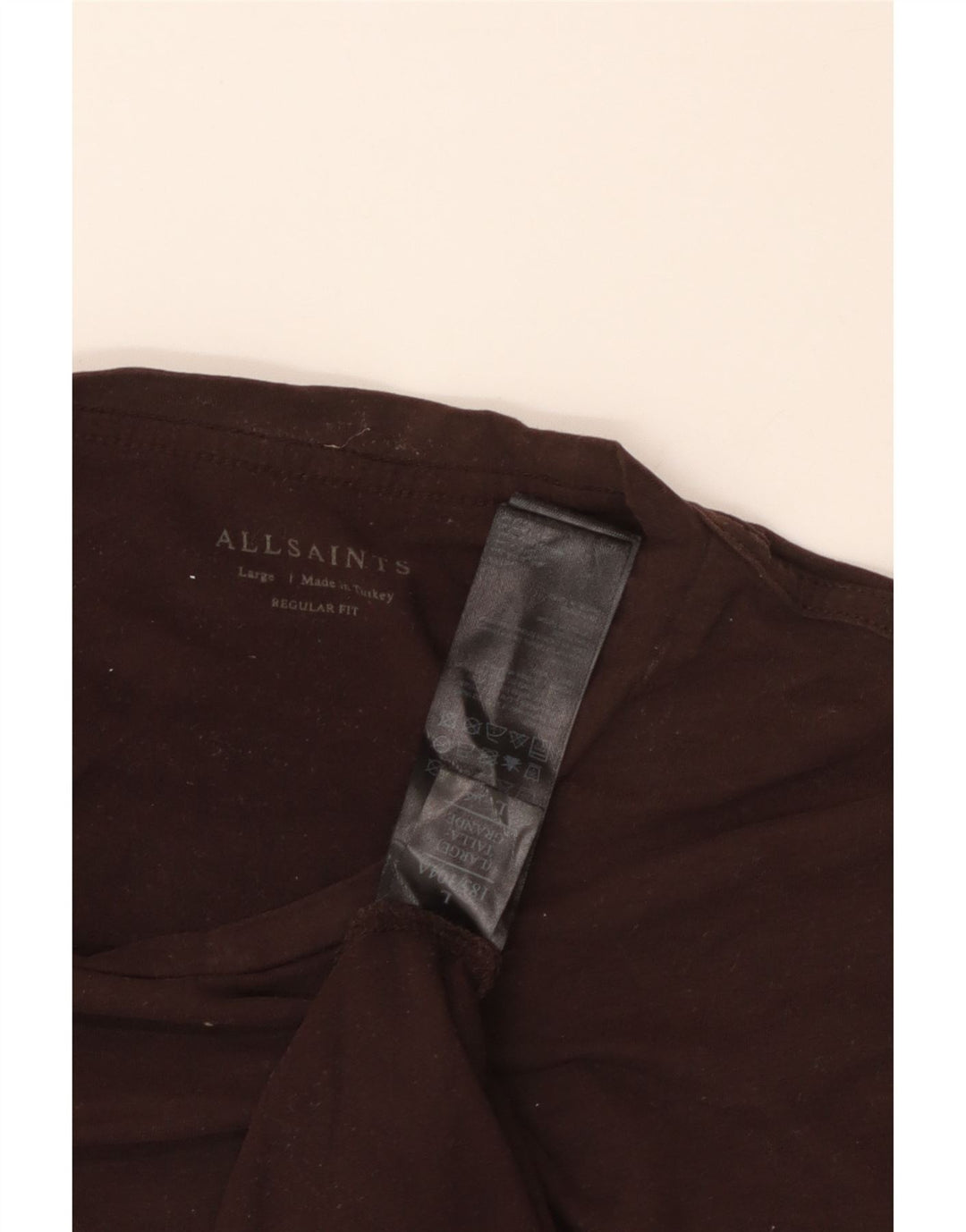 All Saints T-shirt coupe classique pour hommes, grand, en coton marron