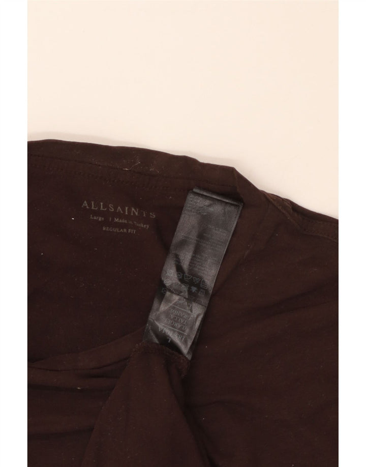 All Saints T-shirt coupe classique pour hommes, grand, en coton marron