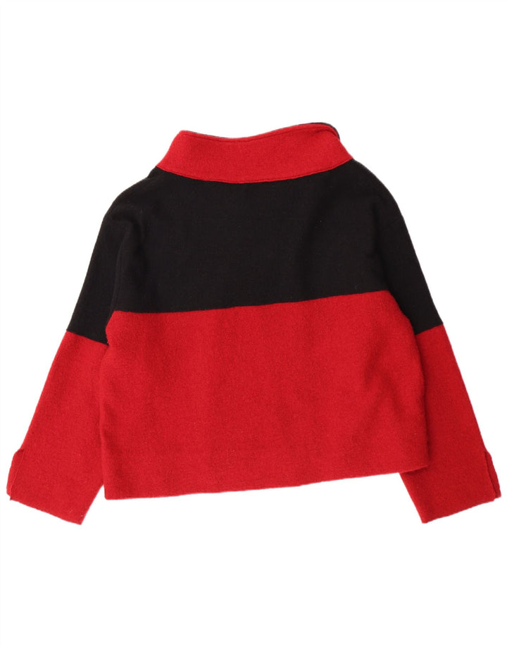 ZARA Pull à col châle pour femme UK 14 Rouge moyen Colourblock