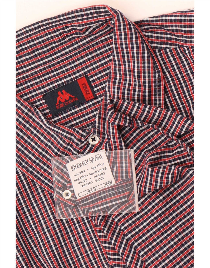 Kappa Chemise à manches courtes pour homme 2XL Rouge à carreaux en coton