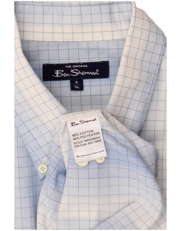 Ben Sherman Chemise à manches courtes pour homme 4XL en coton vichy bleu