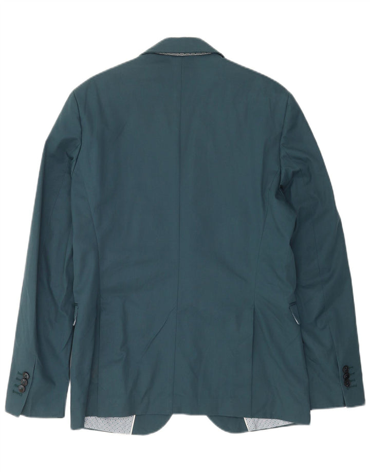 Zara Veste Blazer 2 Boutons Homme EU 50 Bleu Moyen Polyester