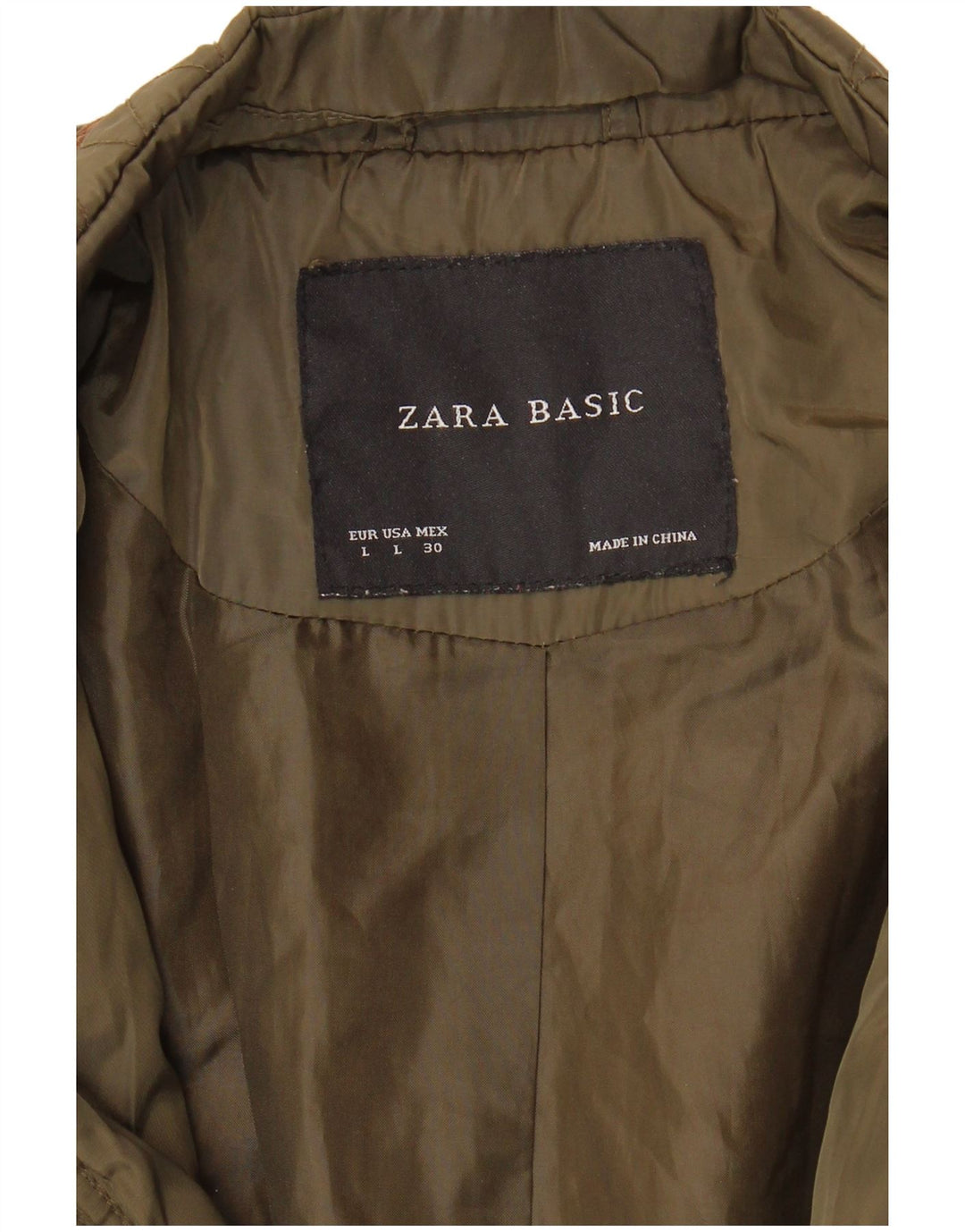 Zara Veste matelassée militaire pour femme UK 16 Large Kaki