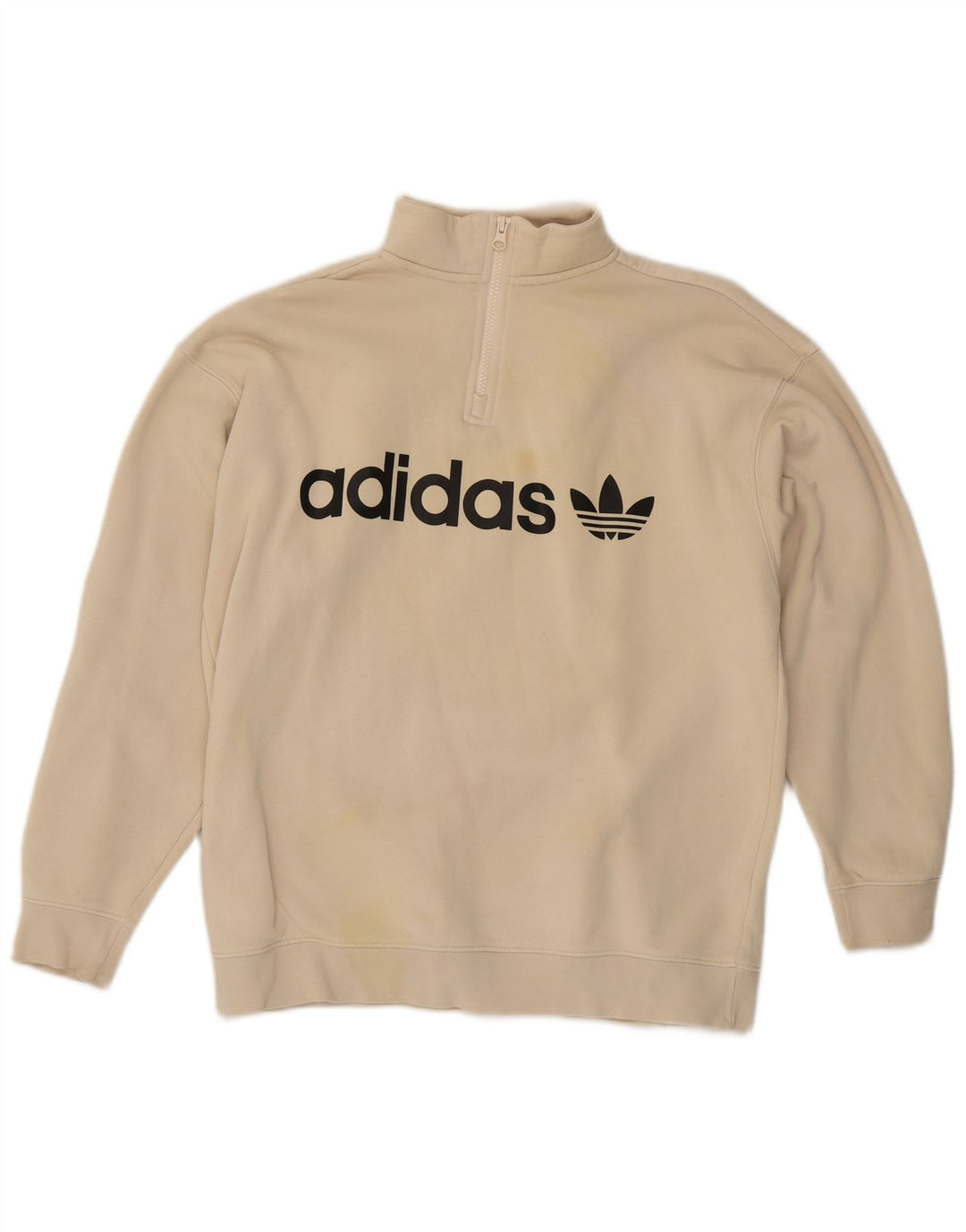 Adidas Sweat-shirt graphique surdimensionné pour femme UK 12 Beige moyen