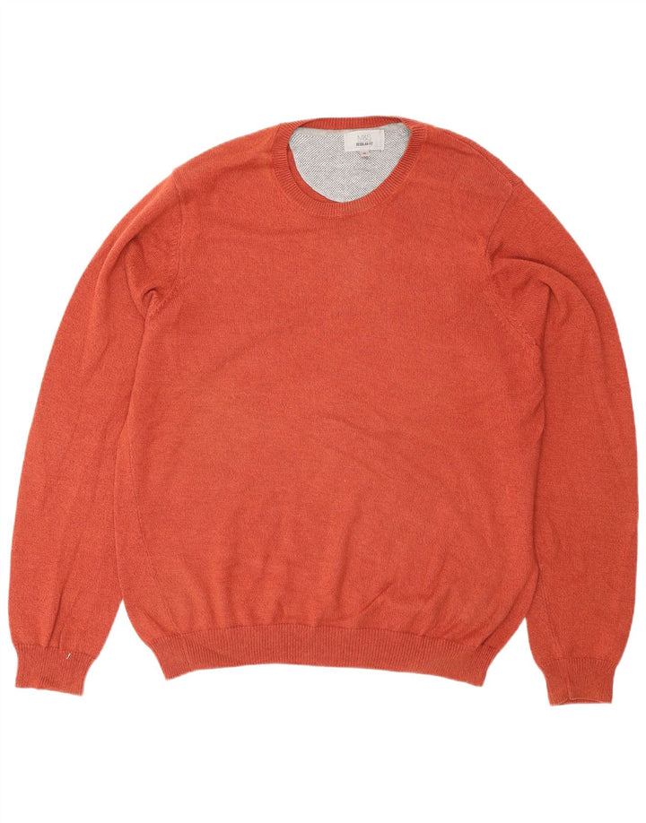 Marks & Spencer Pull à col rond coupe classique pour homme Orange moyen