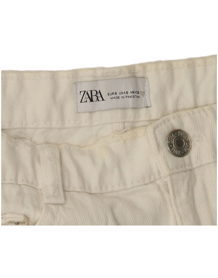 Zara Femme Short En Jean Petit W26 Blanc