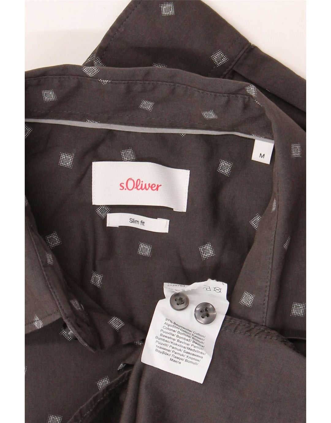 S.OLIVER Chemise Slim Fit Homme Gris Moyen Coton Tacheté
