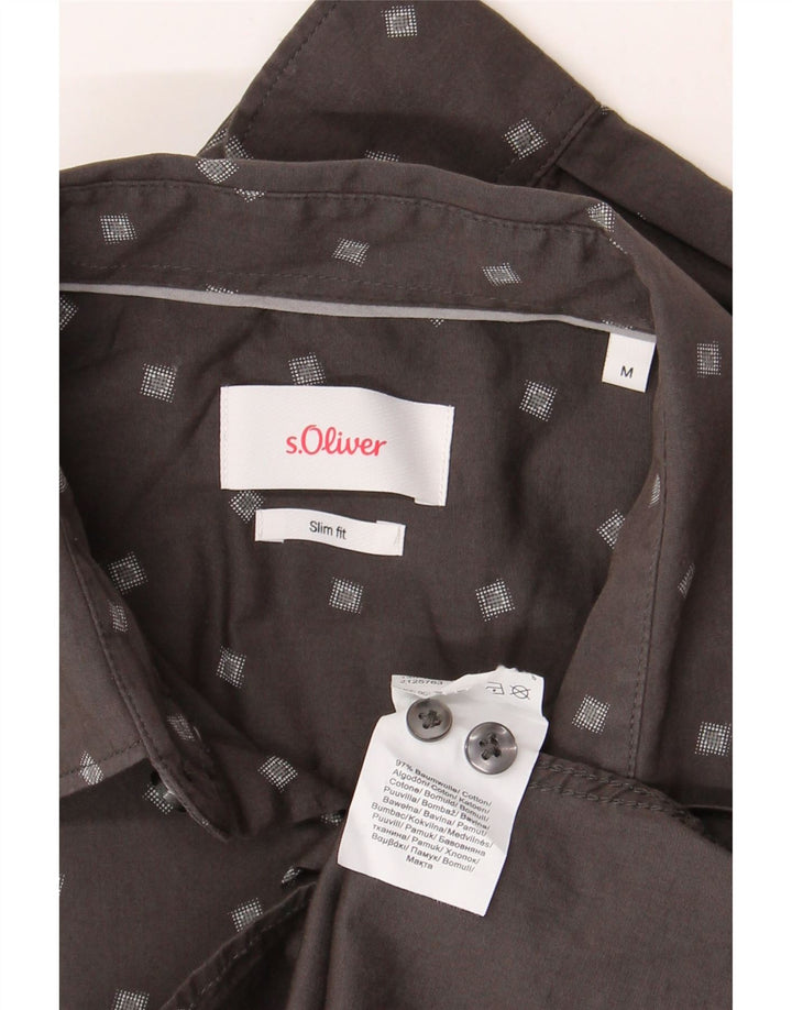 S.OLIVER Chemise Slim Fit Homme Gris Moyen Coton Tacheté