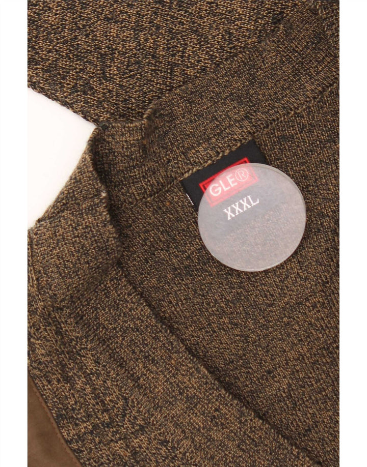 vintage Mens Cardigan Sweater 3XL Kaki Moucheté Polyacrylique