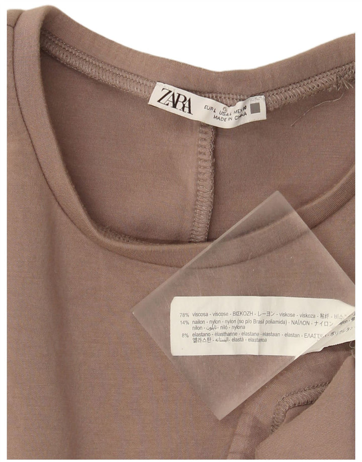 Zara Femme Sweatshirt Jumper UK 16 Large Marron Viscose