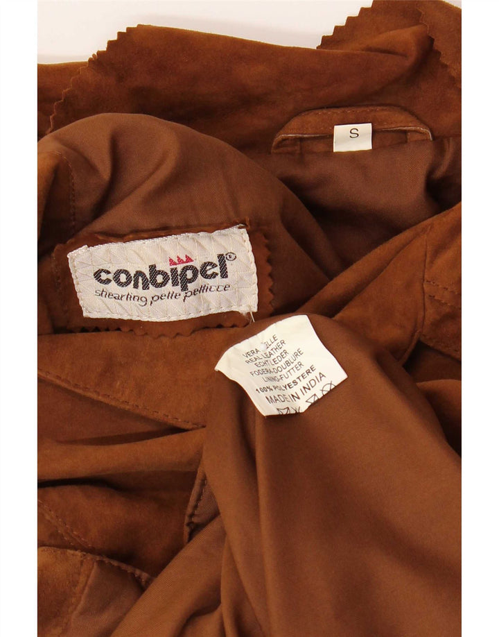 Conbipel Veste blazer surdimensionnée en daim à 3 boutons pour femme UK 10 Small Marron