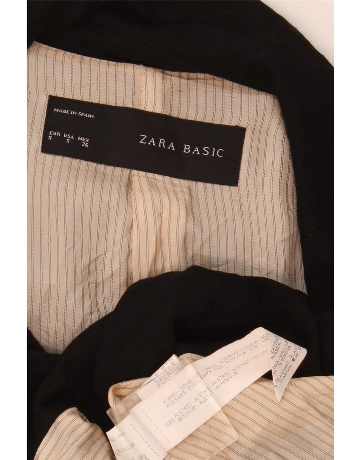 Zara Veste Blazer 1 Bouton Femme UK 10 Petit Acétate Noir