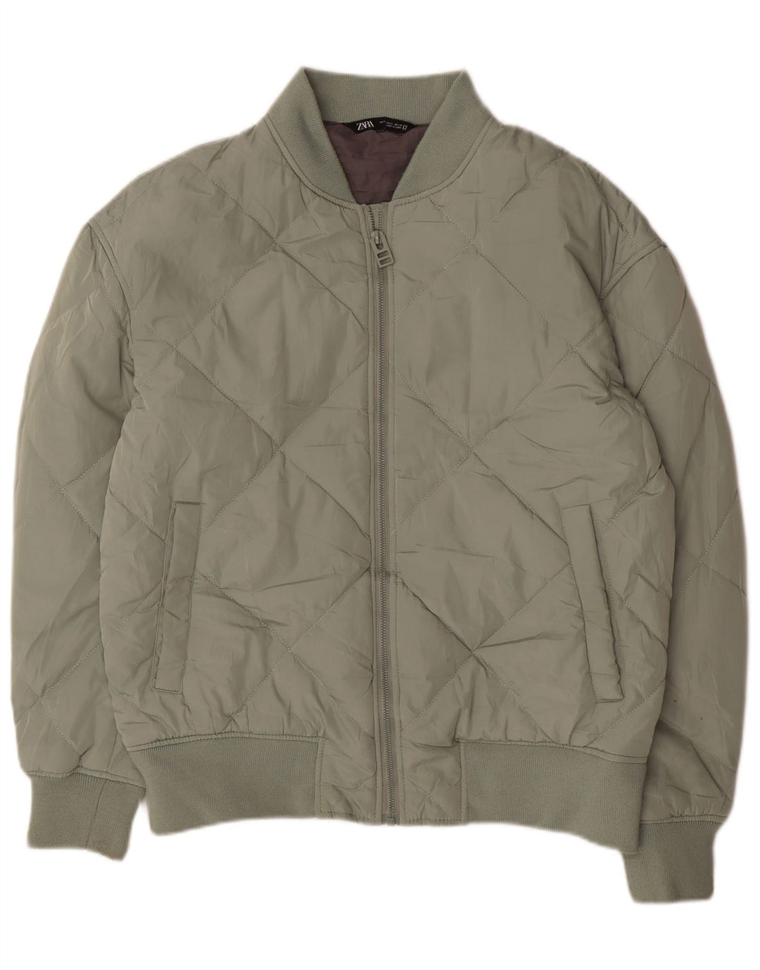 Zara Veste matelassée pour homme UK 40 Large Vert Polyester