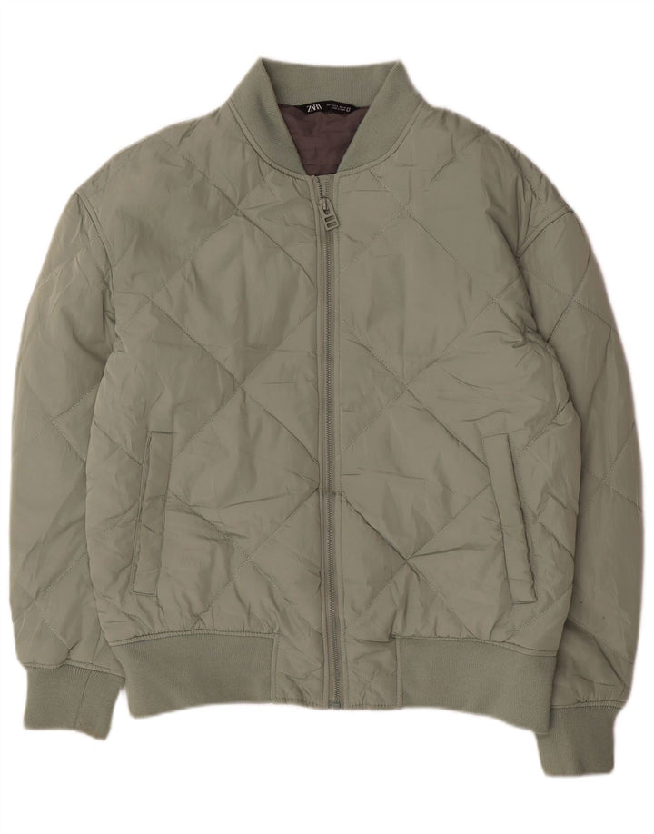 Zara Veste matelassée pour homme UK 40 Large Vert Polyester