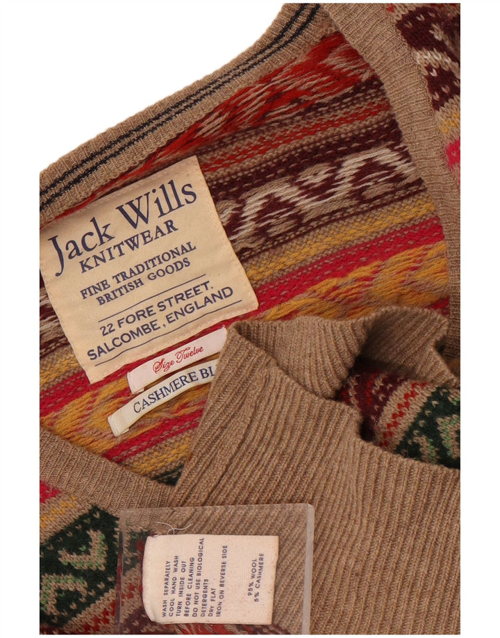 Jack Wills Pull col V pour femme UK 12 Medium Multicolore