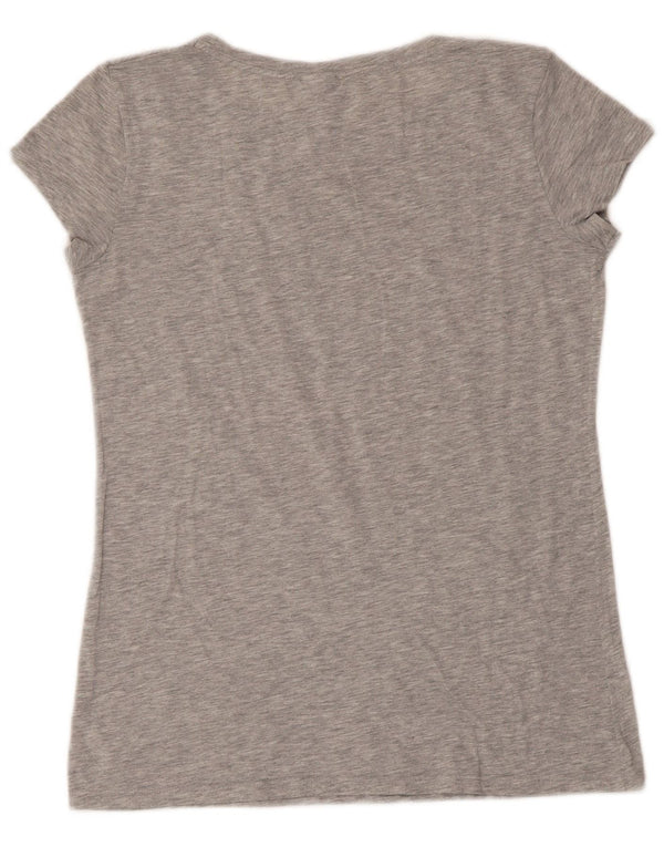 Benetton T-shirt graphique Snoopy pour femme UK 12 Gris moyen moucheté