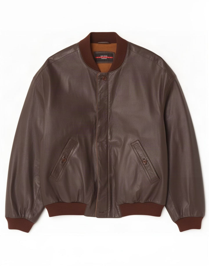 veste en cuir homme vintage UK 40 Grand Marron