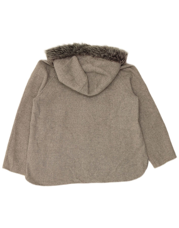 MASSIMO DUTTI Veste bomber à capuche pour femme UK 16 Large Gris