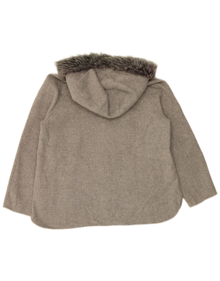 MASSIMO DUTTI Veste bomber à capuche pour femme UK 16 Large Gris
