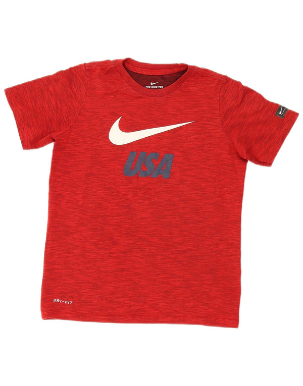 Nike Garçon Dri Fit Graphic T-Shirt Top 10-11 ans Rouge Moyen Moucheté