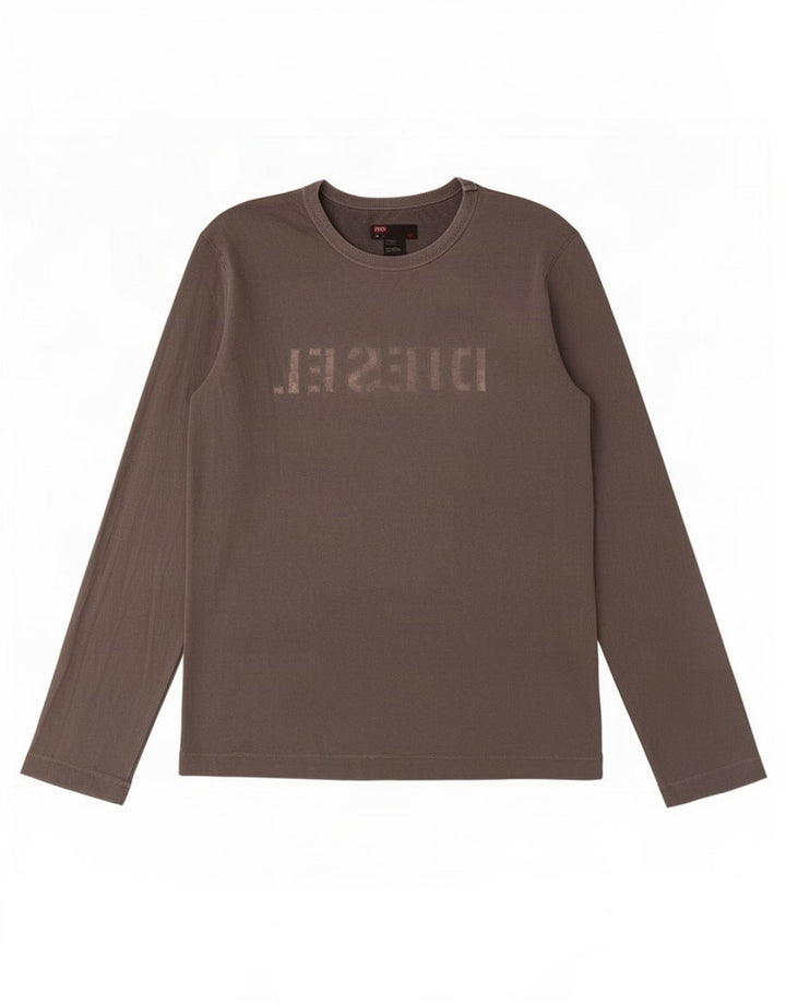 Diesel Haut graphique à manches longues pour hommes en coton gris moyen