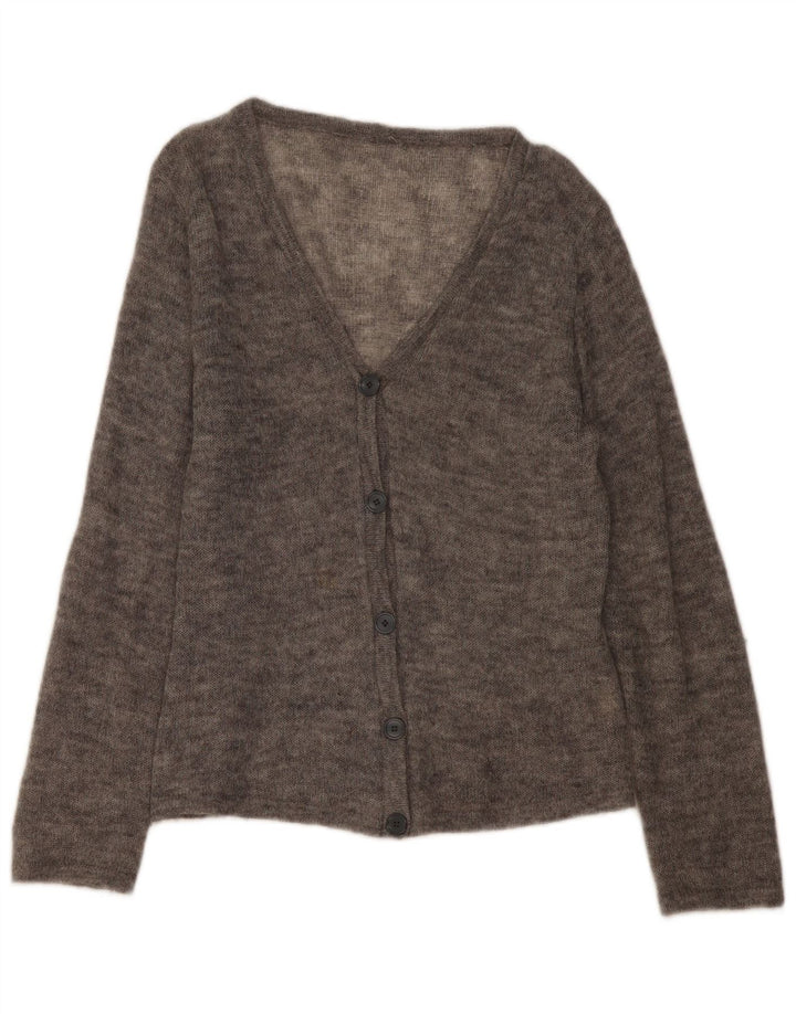 vintage Womens Cardigan Sweater UK 16 Grand Gris Moucheté Élasthanne