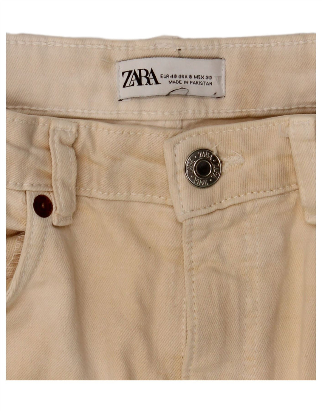 Zara Pantalon décontracté bootcut pour femme EU 40 Medium W30 L26 Beige