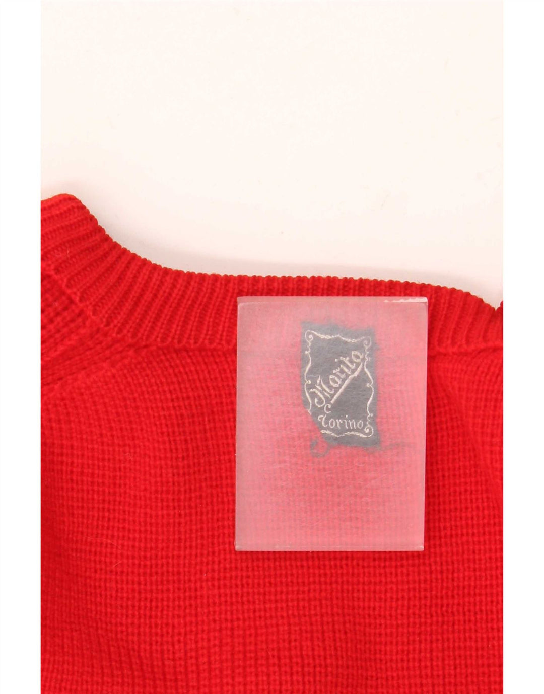 vintage Homme Col Bateau Pull Pull Rouge Moyen