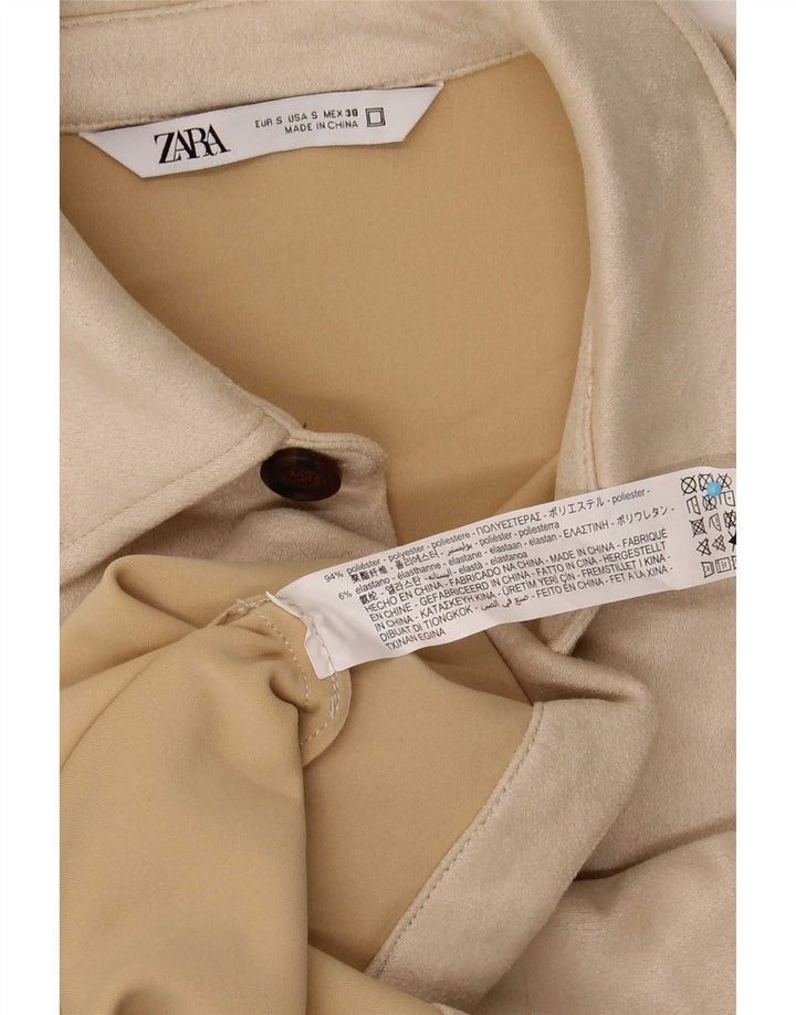 Zara Veste Bomber Homme UK 36 Petit Polyester Blanc Cassé