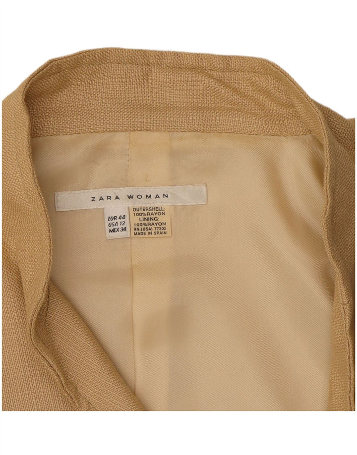 ZARA Womens Blazer Jacket EU 44 XL Beige Rayon