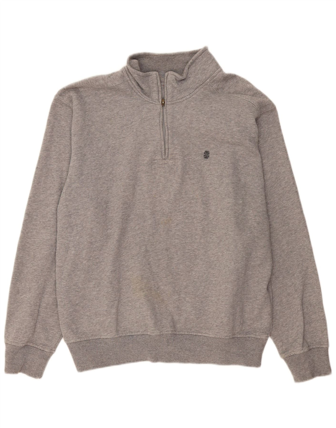 Izod Sweat-shirt col zippé pour homme en coton moucheté grand gris
