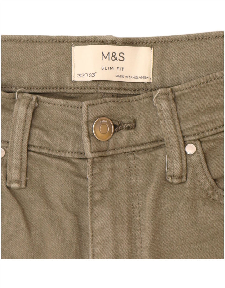 Marks & Spencer Jean Slim Homme W32 L33 Kaki Coton