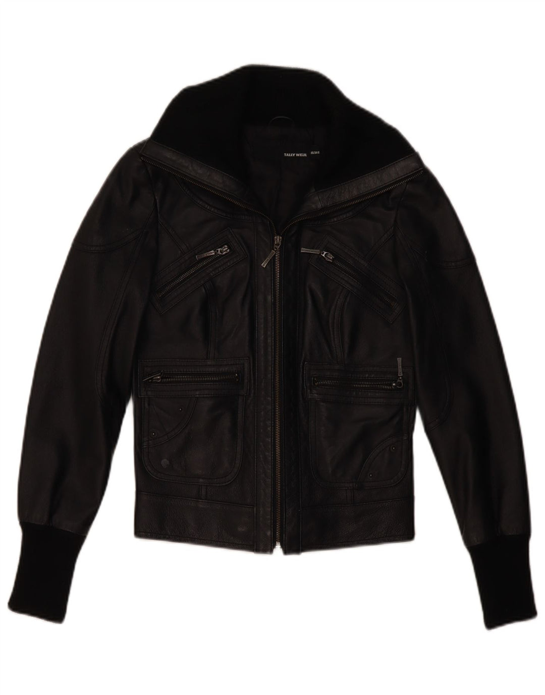 Tally Weil Veste en cuir pour femme UK 6 XS Cuir noir