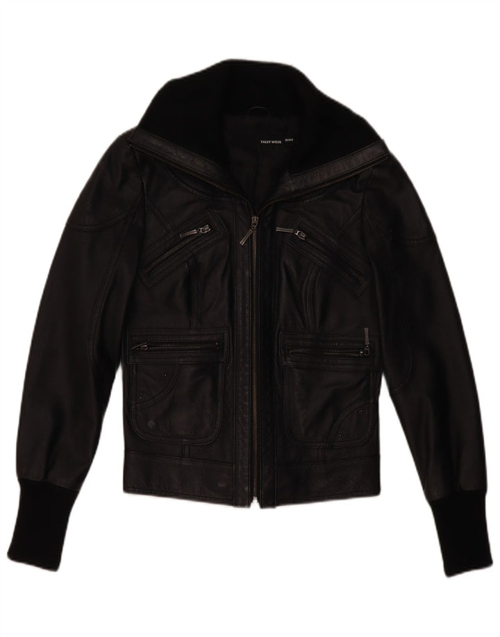 Tally Weil Veste en cuir pour femme UK 6 XS Cuir noir