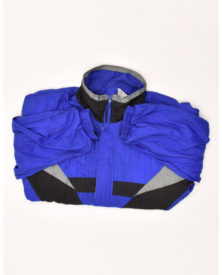 VINTAGE Mens Tracksuit Top Jacket XL Blue Colourblock Nylon Vintage Vintage and Second-Hand Vintage from Messina Hembry 