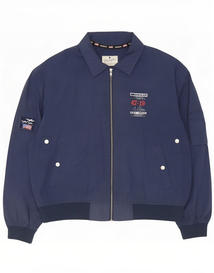 Wrangler Veste bomber graphique pour homme UK 40 Large Bleu marine Polyester