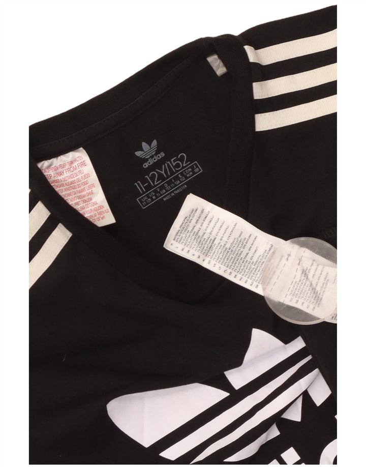 ADIDAS Robe T-Shirt Graphique Fille 11-12 ans Noir Coton