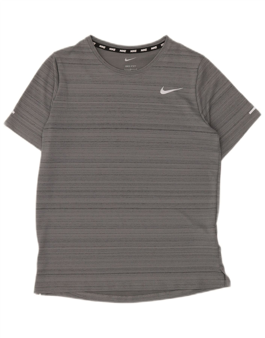 NIKE Garçons Dri Fit T-Shirt Top 12-13 ans Grand Gris Rayé Polyester