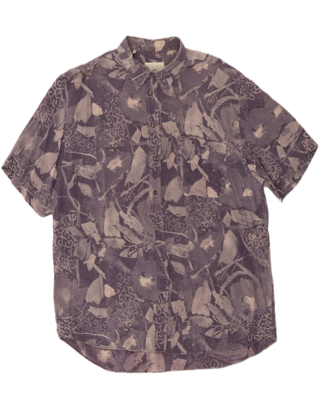 VINTAGE Chemise à manches courtes pour hommes à motif abstrait XL Bleu