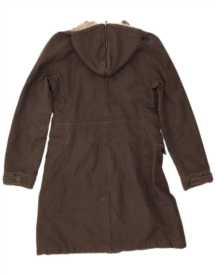 ROXY Veste Parka Sherpa à Capuche Femme UK 14 Gris Moyen Coton